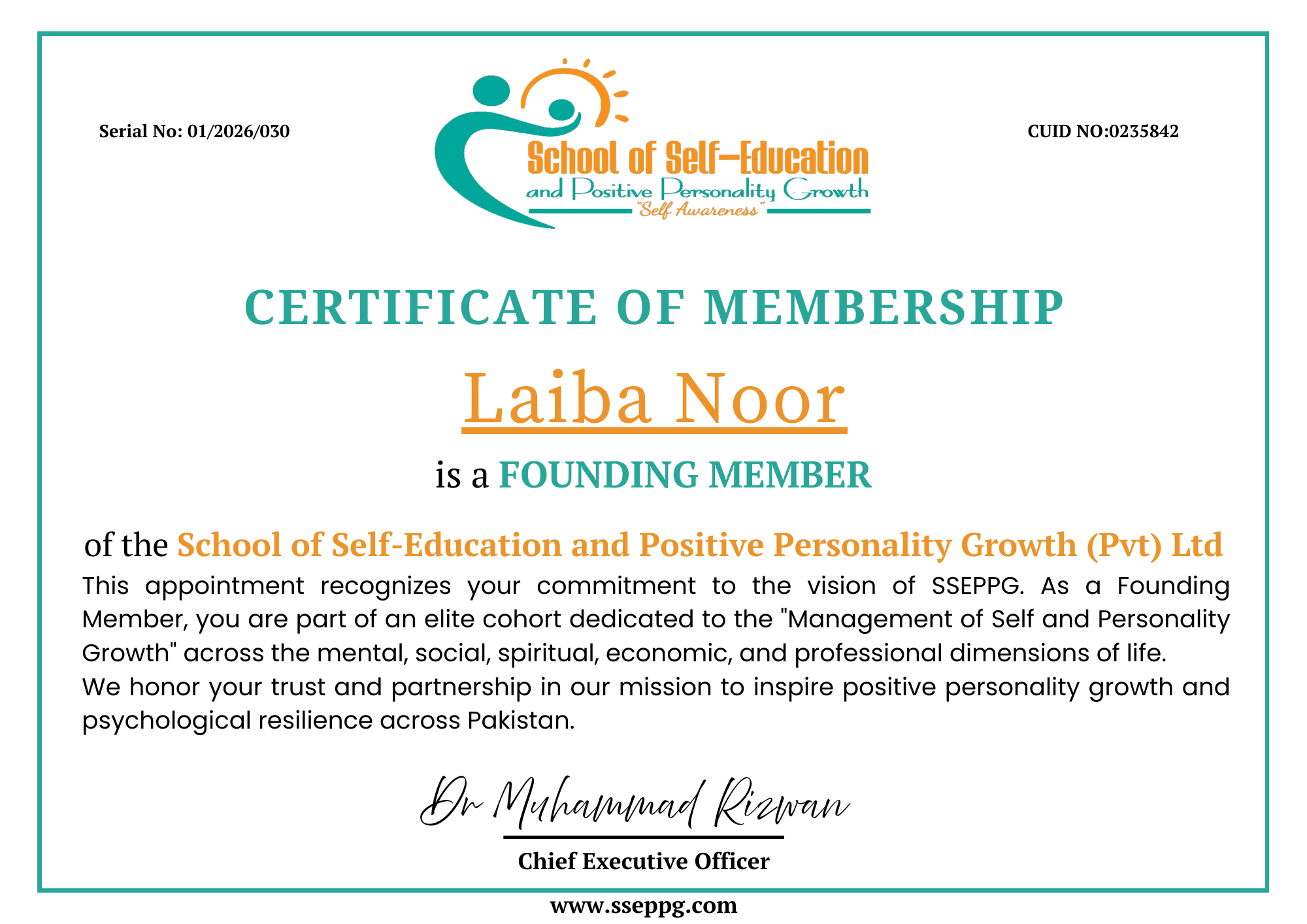 We are thrilled to officially introduce and welcome our few of randomly selected Founding Members to the School of Self-Education and Positive Personality Growth (Pvt) Ltd! Thank you for joining us!

hashtag#psychology hashtag#apa hashtag#counsellor hashtag#psychologists hashtag#psychotherapists hashtag#sseppg hashtag#SchoolOfSelfEducationAndPositivePersonalityGrowth