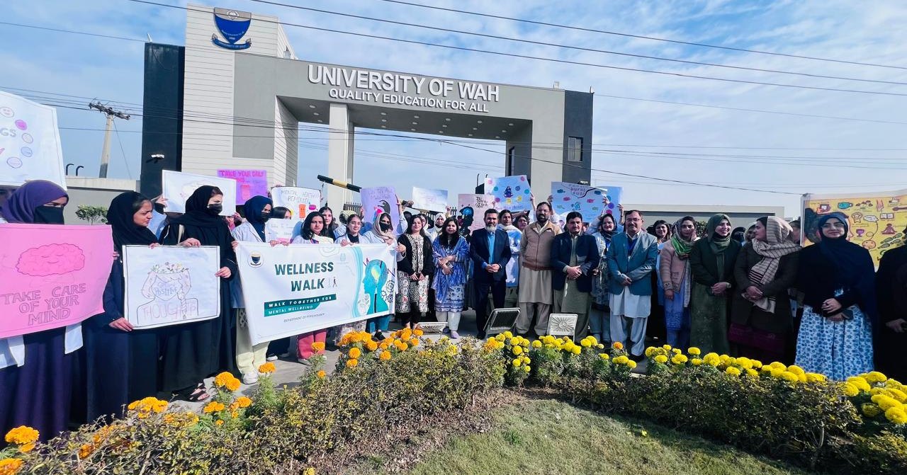 <p>Dr. Muhammad Rizwan, CEO of the School of Self-Education and Positive Personality Growth and Professor of Clinical Psychology at the University of Wah, participated in and supervised the <strong>Mental Wellness Walk</strong> organized by the <strong>Department of Psychology, University of Wah</strong>, on <strong>21 January 2026</strong>.</p><p>This important initiative was arranged to promote mental health awareness and help reduce social stigma surrounding psychological well-being. It was coordinated by <strong>Ms. Rizwana Samreen</strong> and <strong>Ms. Dimple Kumari</strong> under the supervision of <strong>Prof. Dr. Muhammad Rizwan</strong> as part of the university’s observance of <strong>Mental Health Awareness Month</strong> in January.</p><p>The event reflected the Department of Psychology’s continued commitment to fostering a culture of mental health awareness and emotional well-being across the campus community. It also highlighted the importance of collective efforts in creating a more informed, supportive, and psychologically healthy educational environment.</p><p>The Mental Wellness Walk was attended enthusiastically by faculty members of the Department of Psychology, including <strong>Dr. Samina Rashid, Dr. Nouman Aftab, Ms. Habiba Shaheen, Ms. Haleema Adnan, Ms. Aaisha Shaukat, Ms. Bibi Hajra, and Ms. Wajiha Arshad</strong>. Their active involvement contributed greatly to the successful organization of the event.</p><p>The activity concluded with a renewed commitment to advancing mental health awareness and strengthening collaborative efforts to support the social and psychological well-being of the university community.</p>